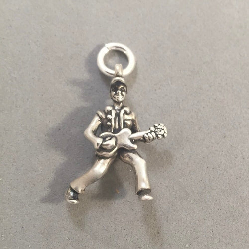 Sale! GUITAR PLAYER .925 Sterling Silver Charm Pendant Musician Bass Band SL76G