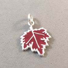 Load image into Gallery viewer, MAPLE LEAF Red Enamel .925 Sterling Silver Charm Pendant Tree Plant Garden GT08