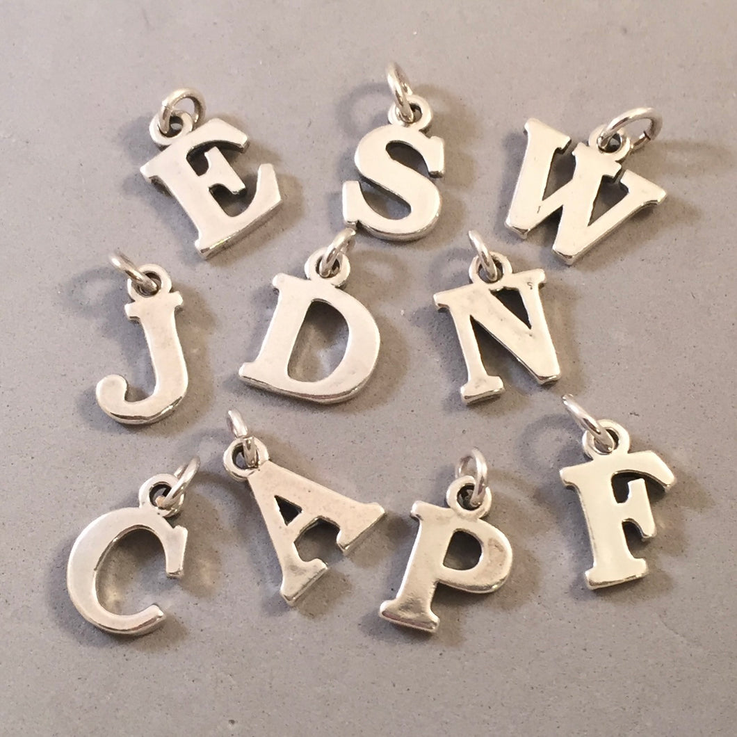 Sale! ALPHABET Thick .925 Sterling Silver Charm Pendant Letter Initial LT-L