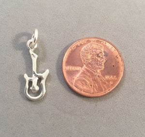 Sale! GUITAR OUTLINE .925 Sterling Silver Charm Pendant SL76F