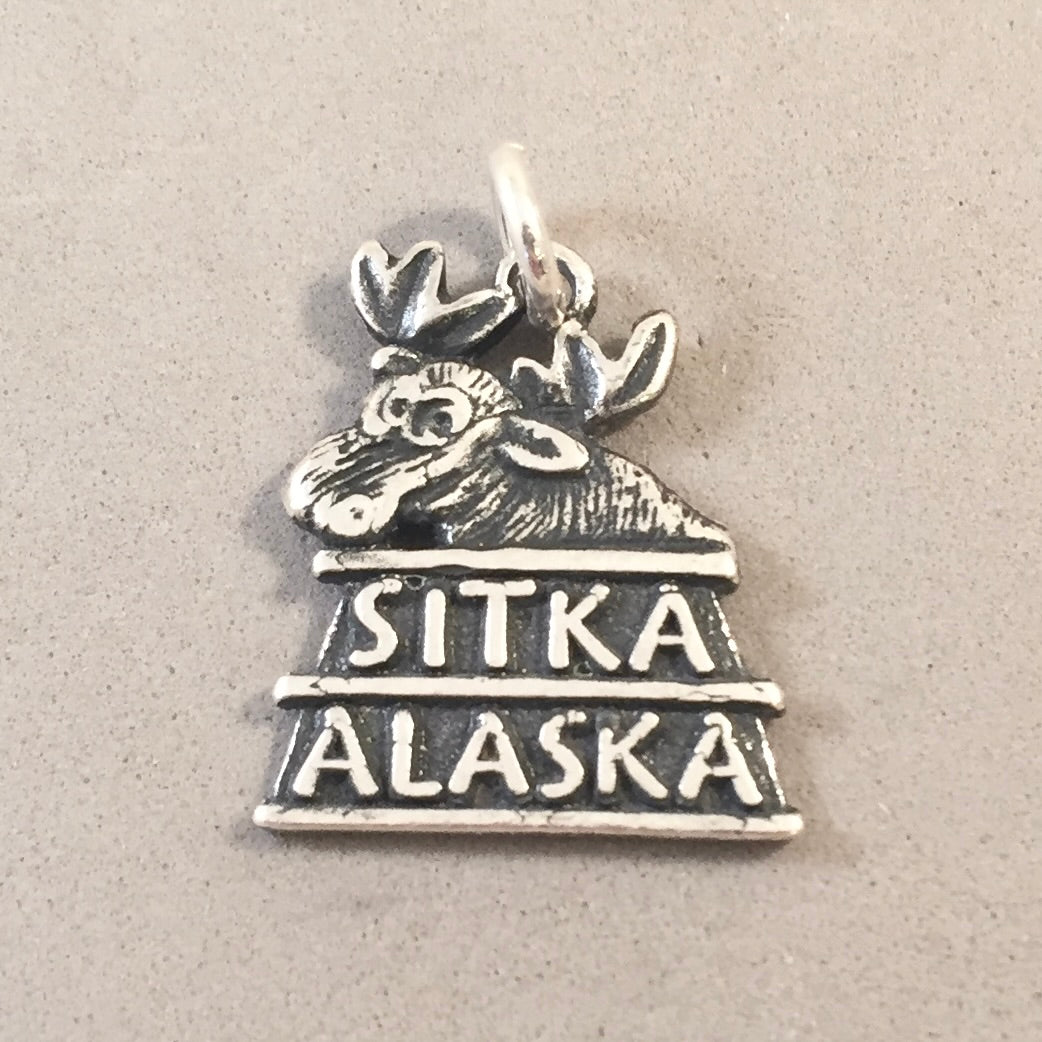 SITKA ALASKA MOOSE .925 Sterling Silver 3-D Charm Pendant LF10