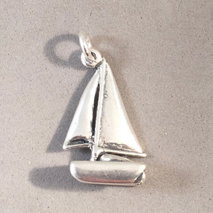 CATAMARAN .925 Sterling Silver Charm Pendant Sailing Boating Boat Ocean HA04