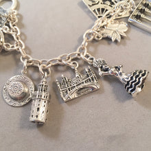 Load image into Gallery viewer, ANDALUSIA MEMORIES .925 Sterling Silver Travel Souvenir Charm Bracelet Seville, Granada, Cordoba, Ronda and More!