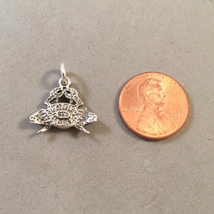 Sale! CRAB With Shiva Eye Shell .925 Sterling Silver 3-D Charm Pendant Dungeness Rock Blue Shellfish Cancer SL48O