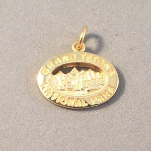 GRAND TETONS Gold Plated .925 Sterling Silver Charm Pendant National Park Travel NP76