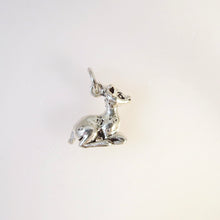Load image into Gallery viewer, DEER SITTING .925 Sterling Silver 3-D Charm Pendant Baby Fawn Bambie AN08