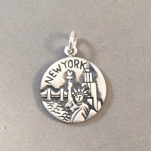 Load image into Gallery viewer, NEW YORK N.Y.C. Big Apple .925 Sterling Silver 3-D Charm Pendant Manhattan City Statue of Liberty BA06
