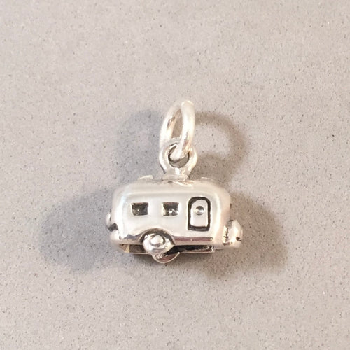 Airstream Style TRAVEL TRAILER .925 Sterling Silver Charm Pendant Canned Ham VH08