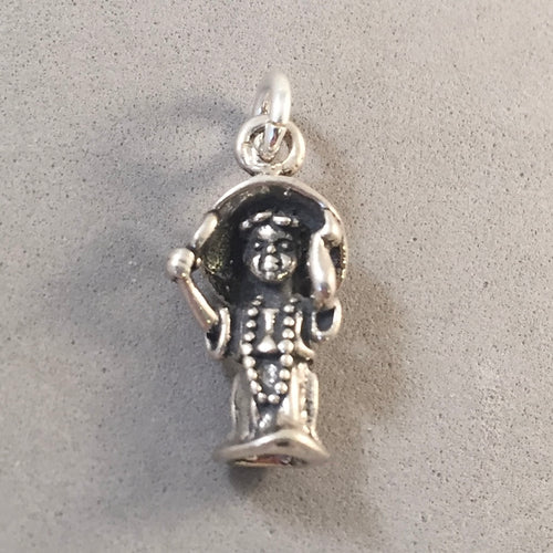 PLAYING DRESS UP .925 Sterling Silver 3-D Charm Pendant Girl PD01