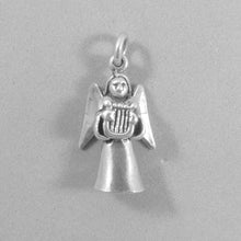 Load image into Gallery viewer, Sale! ANGEL PLAYING HARP .925 Sterling Silver Charm Pendant Christian Heaven Faith Religion SL15K