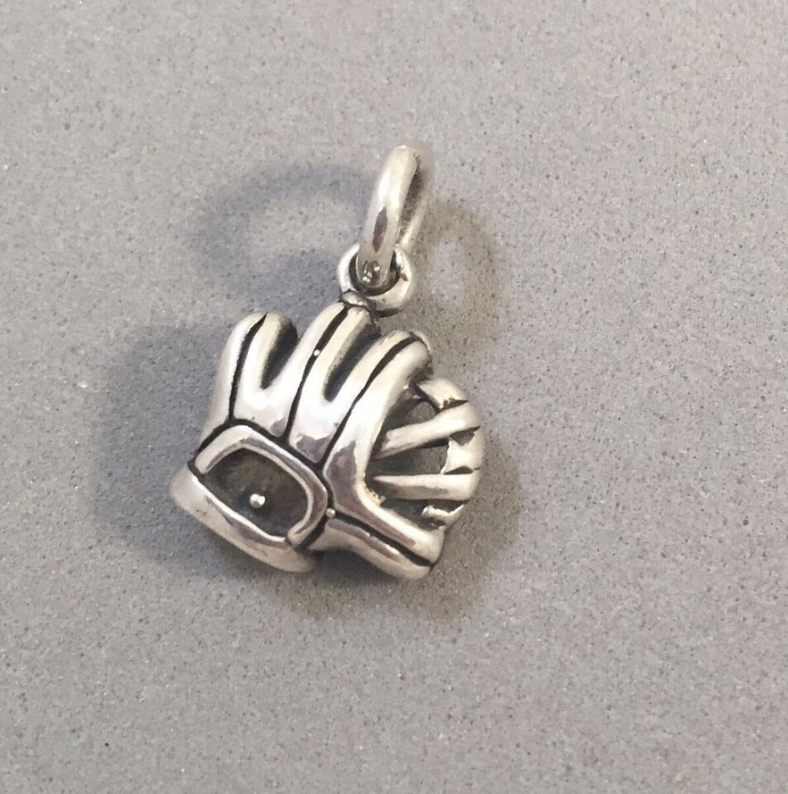 Sale! CATCHERS MITT .925 Sterling Silver Charm Pendant Baseball Softball Glove Player Sports SL29F