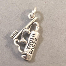 Load image into Gallery viewer, Sale! TOOTHPASTE &amp; TOOTHBRUSH .925 Sterling Silver Charm Pendant Dentist SL36L