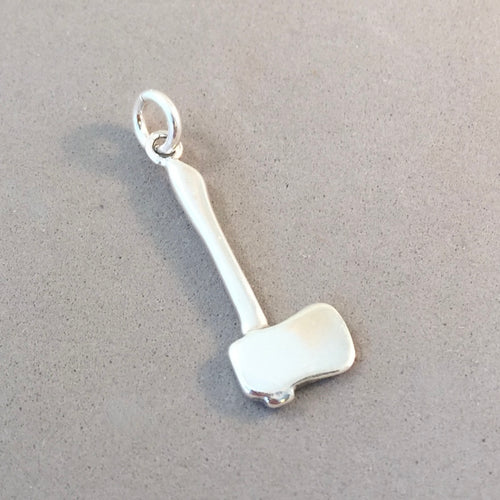 AX .925 Sterling Silver 3-D Charm Pendant Axe Hatchet Camping Firewood Lumberjack SC05