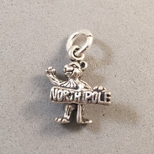 Load image into Gallery viewer, NORTH POLE .925 Sterling Silver 3-D Charm Pendant Bear Christmas Holiday MC04