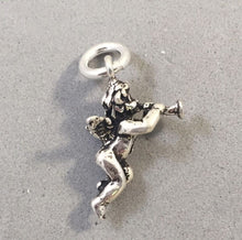 Load image into Gallery viewer, Sale! CHERUB PLAYING HORN .925 Sterling Silver Charm Angel Pendant SL15J