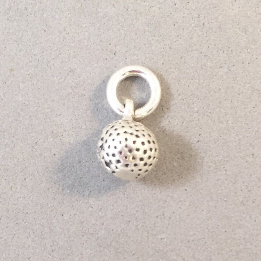 Sale! GOLF BALL Tiny .925 Sterling Silver 3-D Charm Pendant SL78J