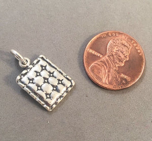 Sale! QUILT .925 Sterling Silver 3-D Charm Pendant Home Blanket SL21N