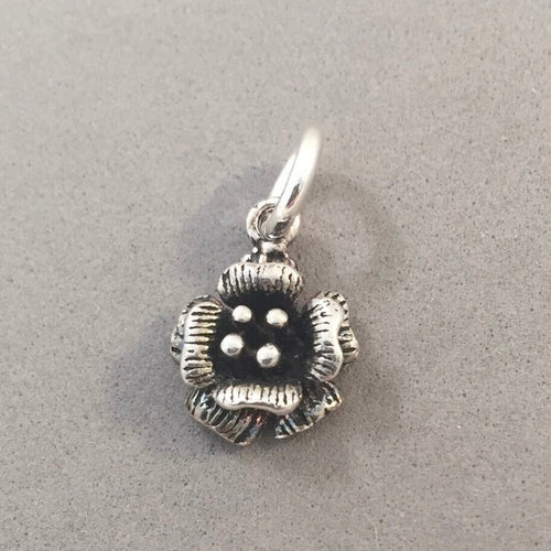 Sale! FLOWER Small 3-D Bloom .925 Sterling Silver 3-D Charm Pendant Flower Garden Nature SL70J