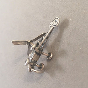 Sale! HELICOPTER .925 Sterling Silver 3-D Charm Pendant SL02F