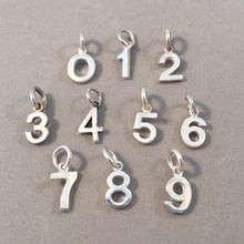 Load image into Gallery viewer, Sale! NUMBER Tiny .925 Sterling Silver Charm Pendant Birthday Lucky Digit 1  2 3 4  6 7  9 Zero SL25