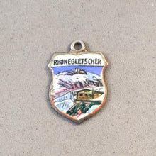 Load image into Gallery viewer, RHONEGELETSCHER Vintage Travel Shield Enamel Charm Pendant Europe Switzerland VS-41