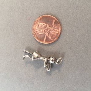 Sale! CHEERLEADER With Megaphone 925 Sterling Silver 3-D Charm Pendant Sports Cheer Pep Squad SL81E