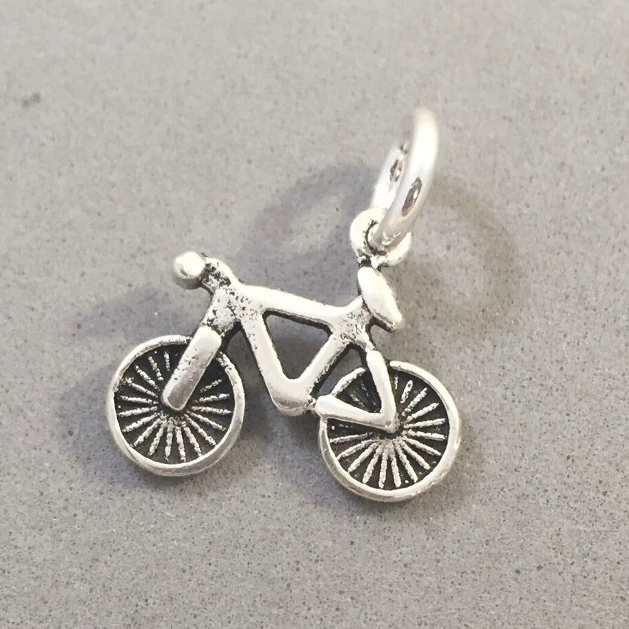 Sale! BICYCLE Small .925 Sterling Silver 3-D Charm Pendant Trail City Tour Bike Ten Speed Mountain Racing SL82C
