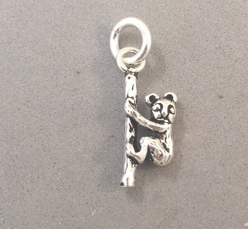 Sale! BEAR CLIMBING TREE .925 Sterling Silver 3-D Charm Pendant Grizzly Brown Cub SL04E