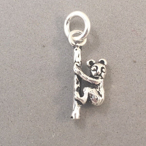 Sale! BEAR CLIMBING TREE .925 Sterling Silver 3-D Charm Pendant Grizzly Brown Cub SL04E