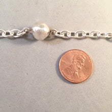 Load image into Gallery viewer, CHARM BRACELET Hammered Ball Center .925 Sterling Silver Lobster Clasp Starter Oval Loop Link CB33