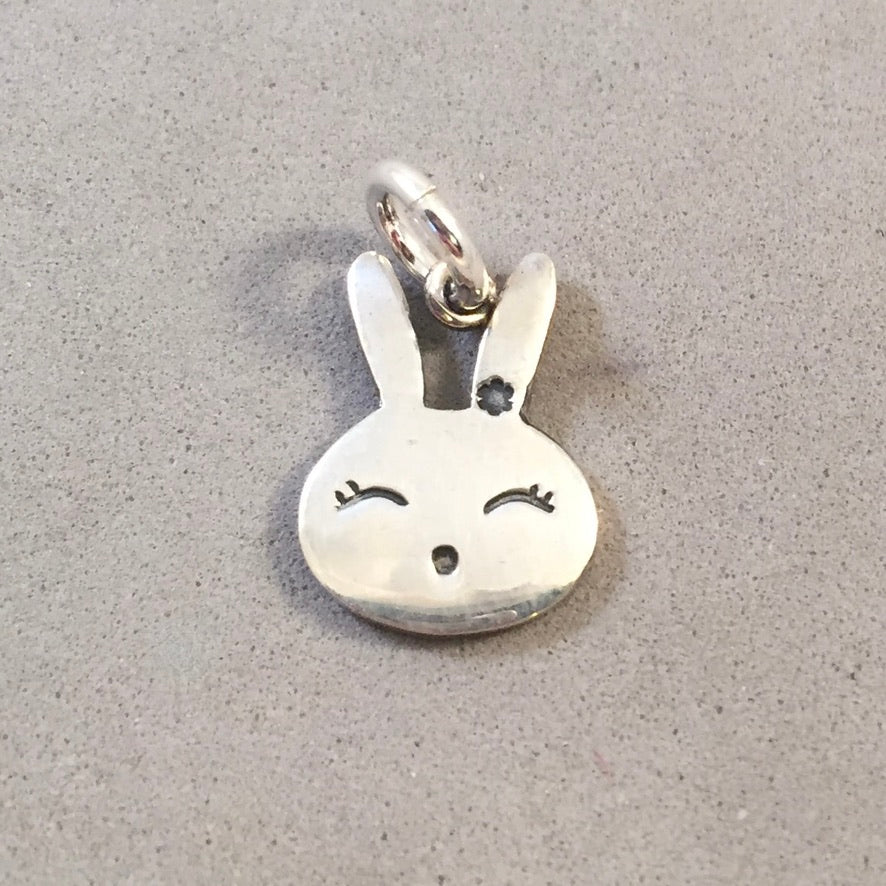 Sale! BUNNY HEAD .925 Sterling Silver Charm Pendant Rabbit Cute Easter SL04P