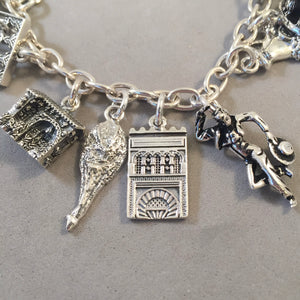 ANDALUSIA MEMORIES .925 Sterling Silver Travel Souvenir Charm Bracelet Seville, Granada, Cordoba, Ronda and More!