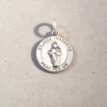 Load image into Gallery viewer, Sale! ST JUDE THADDEUS .925 Sterling Silver Medal/Medallion Charm Pendant Faith Religion Pray For Us Saint Round SL15