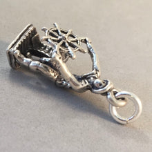Load image into Gallery viewer, CAPTAIN AT THE HELM .925 Sterling Silver Charm Pendant Sailing Boating Boat Ships Wheel Ocean BV12