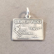 Load image into Gallery viewer, Sale! COLORADO MAP .925 Sterling Silver State Charm Denver Aspen Vail Durango Telluride Travel ST-CO