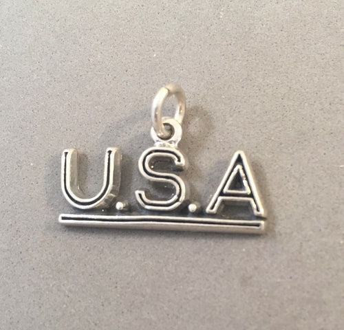 U.S.A. .925 Sterling Silver Charm Pendant United States of America Letters AH03