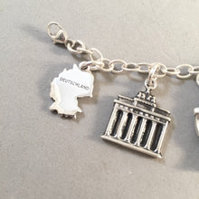 Load image into Gallery viewer, BERLIN MEMORIES .925 Sterling Silver Travel Souvenir Charm Bracelet Brandenburg Gate Freedom Bell Kaiser Wilhelm and More!