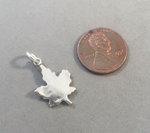 MAPLE LEAF .925 Sterling Silver Charm Pendant Canada Tree Plant Garden GT07