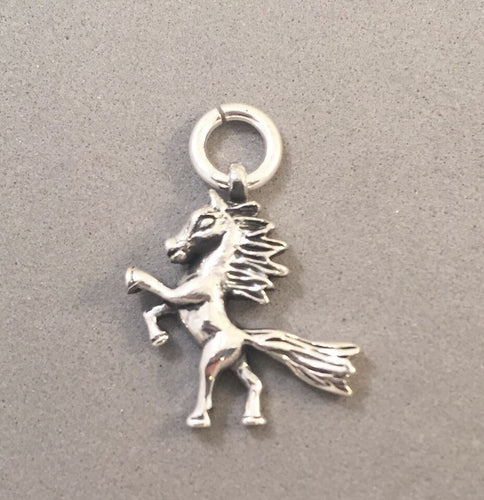 Sale! HORSE REARING.925 Sterling Silver 3-D Charm Pendant Mare Stallion Equestrian Cowboy SL47F