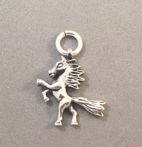 Sale! HORSE REARING.925 Sterling Silver 3-D Charm Pendant Mare Stallion Equestrian Cowboy SL47F