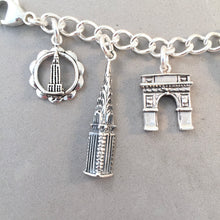 Load image into Gallery viewer, NEW YORK CITY MEMORIES .925 Sterling Silver Travel Souvenir Charm Bracelet Statue of Liberty Rockefeller Empire State and More!