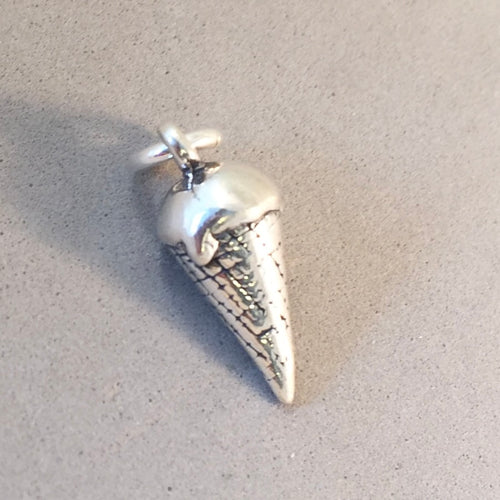 ICE CREAM CONE GELATO .925 Sterling Silver 3-D Charm Pendant DV02
