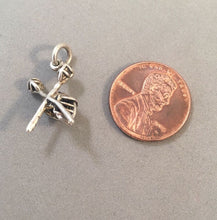 Load image into Gallery viewer, Sale! LACROSSE HELMET &amp; STICKS .925 Sterling Silver 3-D Charm Pendant Equipment Field Box Intercross Player SL82J