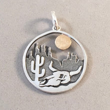 Load image into Gallery viewer, DESERT SCENE .925 Sterling Silver Charm Pendant Saguaro Cow Skull Moon Monument Valley Arizona Utah DS15