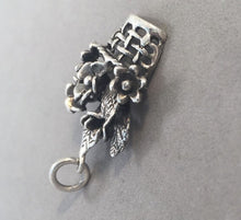 Load image into Gallery viewer, Sale! FLOWER BASKET .925 Sterling Silver 3-D Charm Pendant Flower Garden Nature SL70M