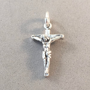 CRUCIFIX .925 Sterling Silver Charm Pendant Cross Easter Faith Religion CE06