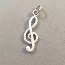 Load image into Gallery viewer, Sale! TREBLE CLEF Rounded Large .925 Sterling Silver 3-D Charm Pendant Sheet Love Music Score Band Symbols SL76I