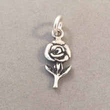 Load image into Gallery viewer, Sale! FLOWER Small Blooming with Stem .925 Sterling Silver 3-D Charm Pendant Flower Garden Nature SL70H