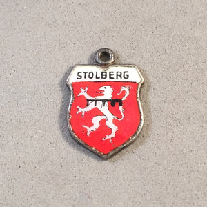 STOLBERG Vintage Travel Shield Enamel Charm Pendant Europe Germany VS-18