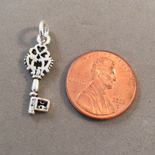 Load image into Gallery viewer, Sale! SKELETON KEY .925 Sterling Silver 3-D Charm Pendant House Old SL21R